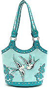 Western Design Bird Accents Tote Bag in Aqua Western Design Bird Accents Tote Bag in Aqua