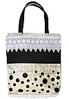 Lace Trimmed Tote Bag with Button Decorations Lace Trimmed Tote Bag with Button Decorations
